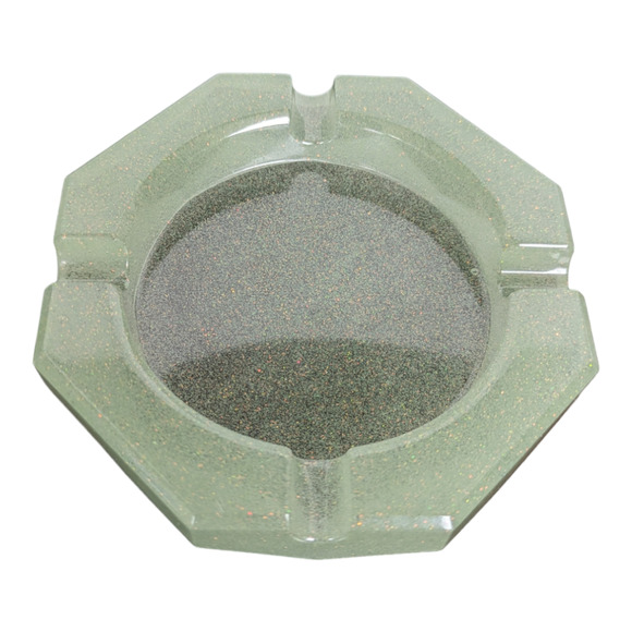 Epoxy Ashtray Custom Metallic Mint Green Sparkle - Picture 1 of 5